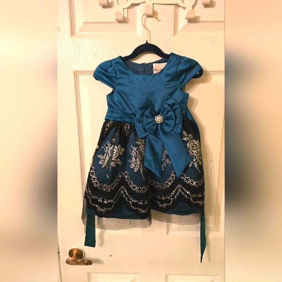 Toddler Girl's Rare Editions Teal Dress Size 3T - Picture 1 of 3